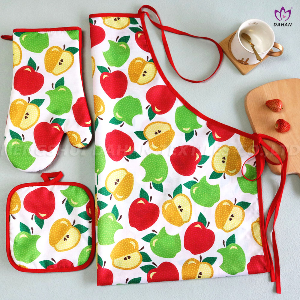 Printing glove+potholder+apron set.3-Pack