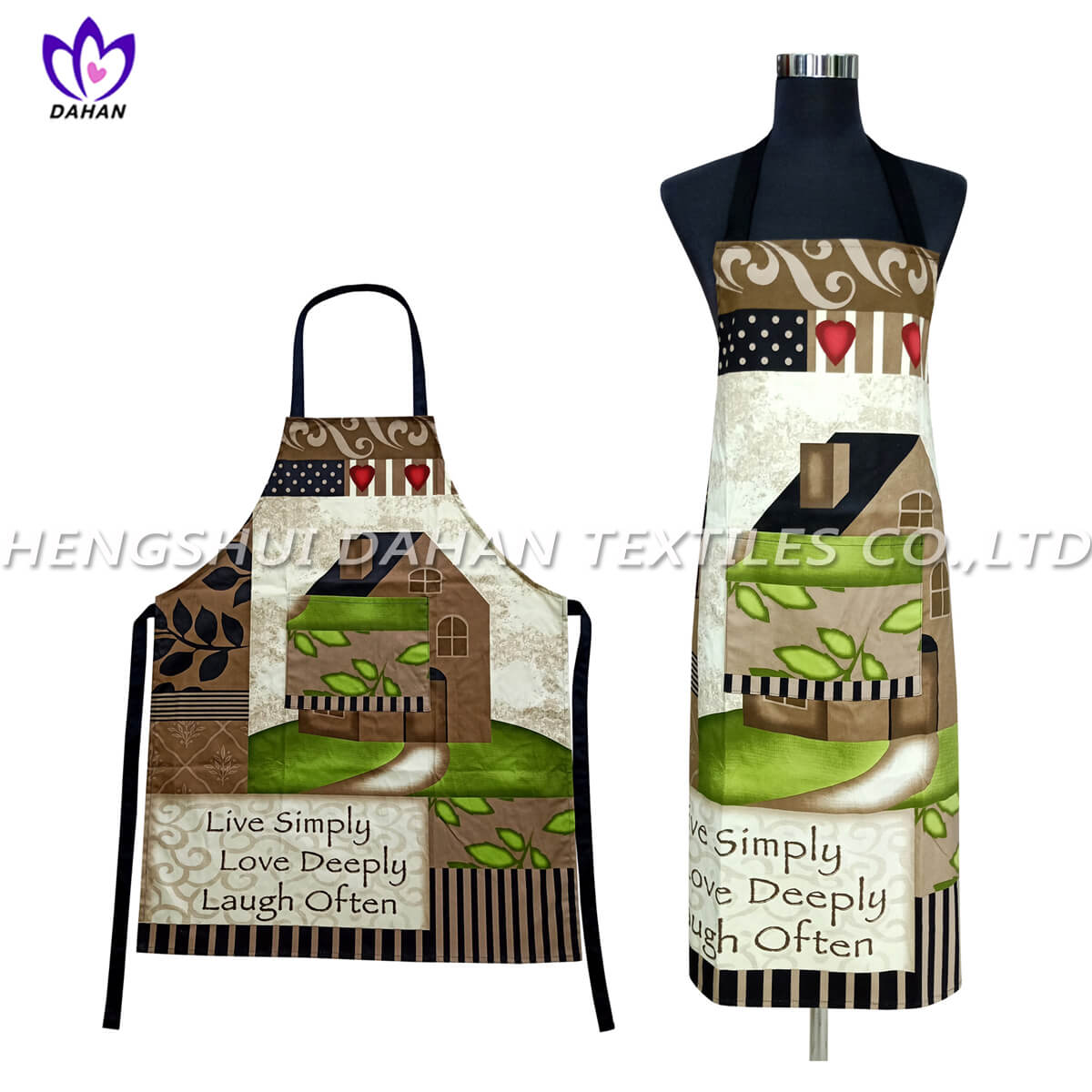 AGP74 100%cotton twill waterproof apron with printing.