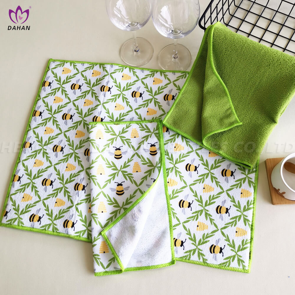 MC177 Dish drying mat and kitchen towel and dish cloth.-3pk