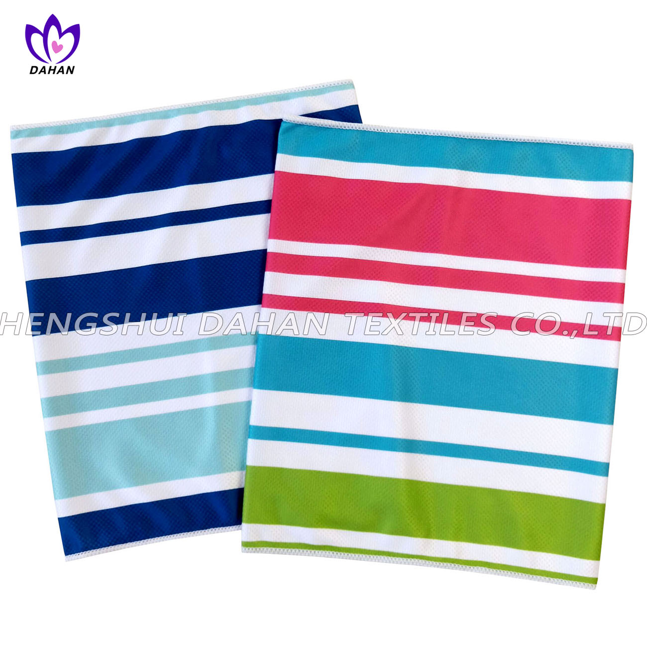 Microfiber cooling towel with printing.